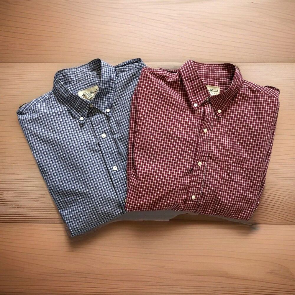 Lot Of 2 Eddie Bauer Mens Size Large Classic Plaid Button Down Shirts